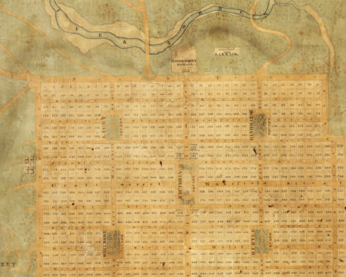detail, Light's Plan, setting out the settlement of Adelaide, 1837